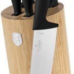BerlingerHaus Matte Black Collection BAMBOO Késkészlet kerek tartóval, 6 db