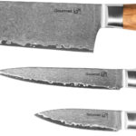 G21 Gourmet Damascus Small Box Késkészlet, zebrafa markolat, 3 db