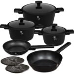 BerlingerHaus Matte Black Collection titán felületű edénykészlet, 10 db