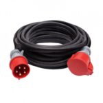 Solight hosszabbító vezeték – aljzat, 20 m, 400 V / 32 A, fekete, gumi kábel H05RR-F 5G 2,5 mm2