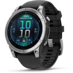 Garmin Fenix E 47mm acél, fekete szilikon szíj