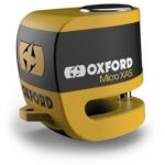 OXFORD Micro XA5 Tárcsafékzár, integrált riasztó, sárga / fekete, csapátmérő 5,5 mm